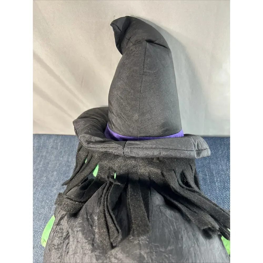 Vintage Parachute Nylon Witch Stuffed Plush Halloween Decor 20" 1993 w Broom - Picture 10 of 13